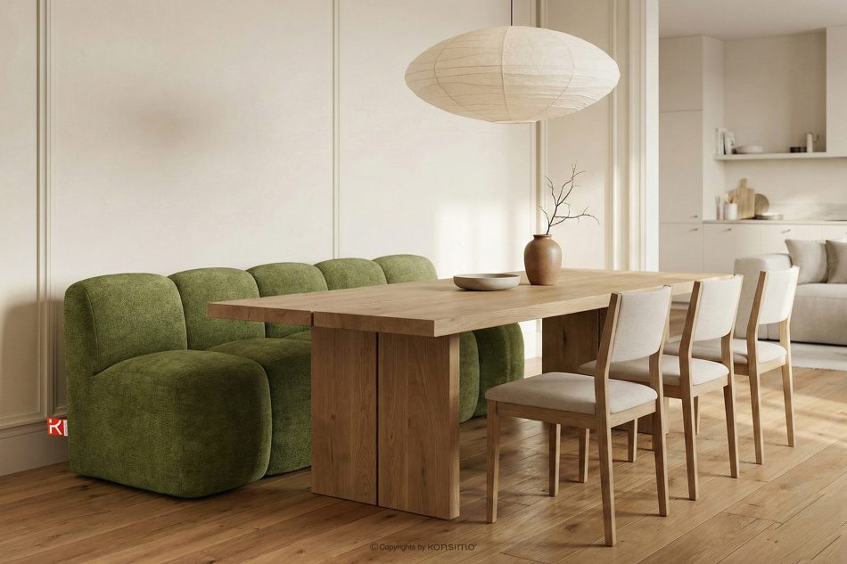 BRESCO Gepolsterte Bank mit Rückenlehne 200 cm olivgrüner Chenille-Stoff olivgrün - Foto 1