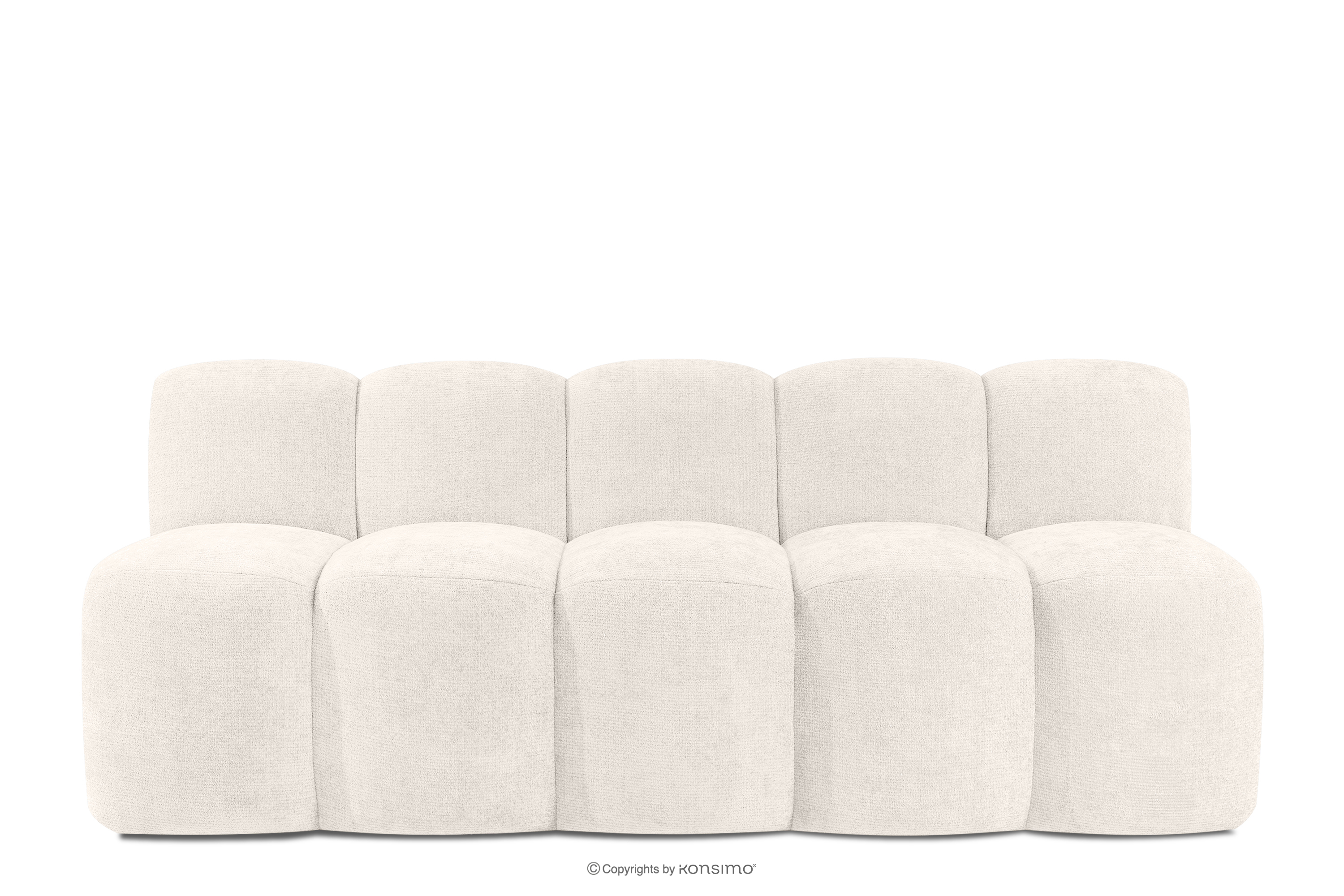 Gepolsterte Bank mit Rückenlehne 200 cm cremefarbener Chenille-Stoff