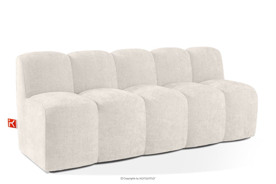 BRESCO Gepolsterte Bank mit Rückenlehne 200 cm cremefarbener Chenille-Stoff cremefarben - Foto 2