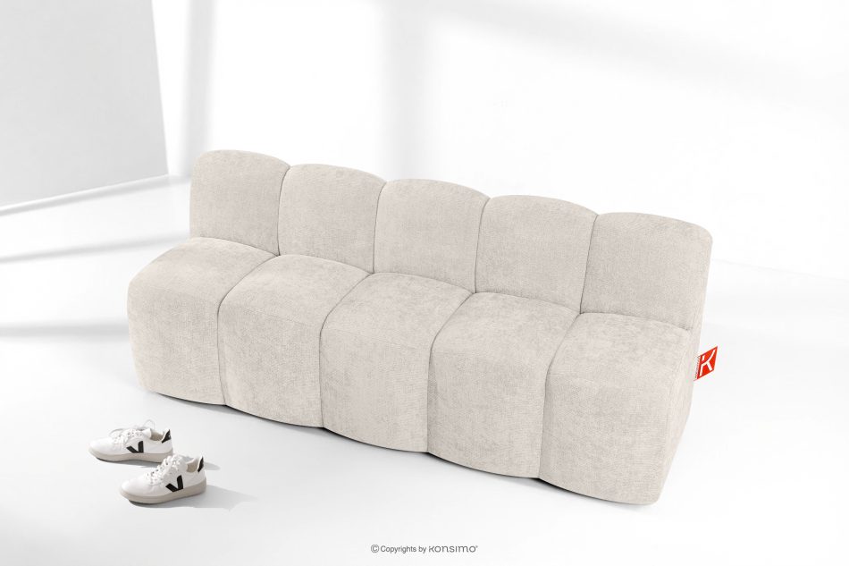 BRESCO Gepolsterte Bank mit Rückenlehne 200 cm cremefarbener Chenille-Stoff cremefarben - Foto 8