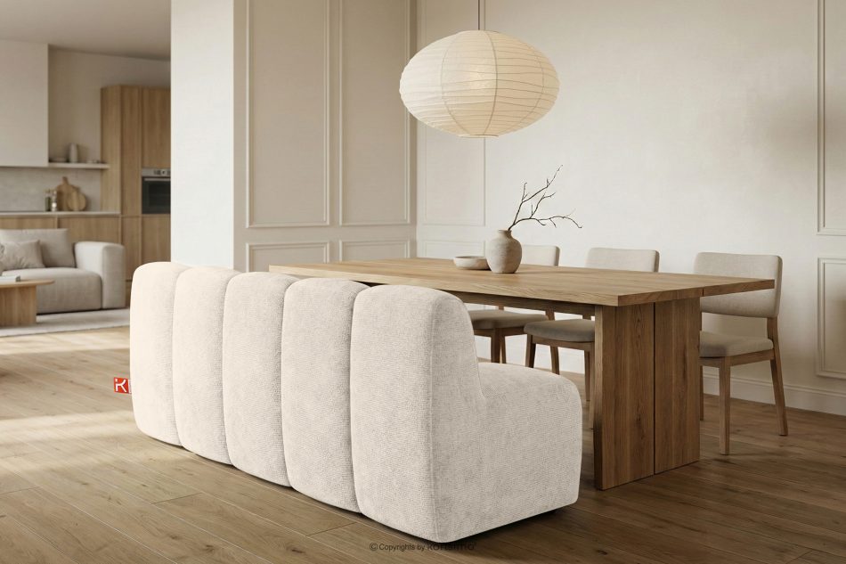 BRESCO Gepolsterte Bank mit Rückenlehne 200 cm cremefarbener Chenille-Stoff cremefarben - Foto 9