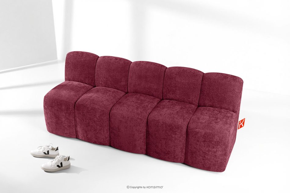 BRESCO Gepolsterte Bank mit Rückenlehne 200 cm burgunderroter Chenille-Stoff bordeauxrot - Foto 8