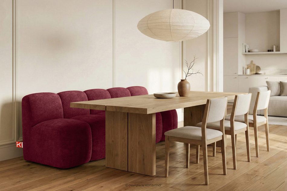 BRESCO Gepolsterte Bank mit Rückenlehne 200 cm burgunderroter Chenille-Stoff bordeauxrot - Foto 1