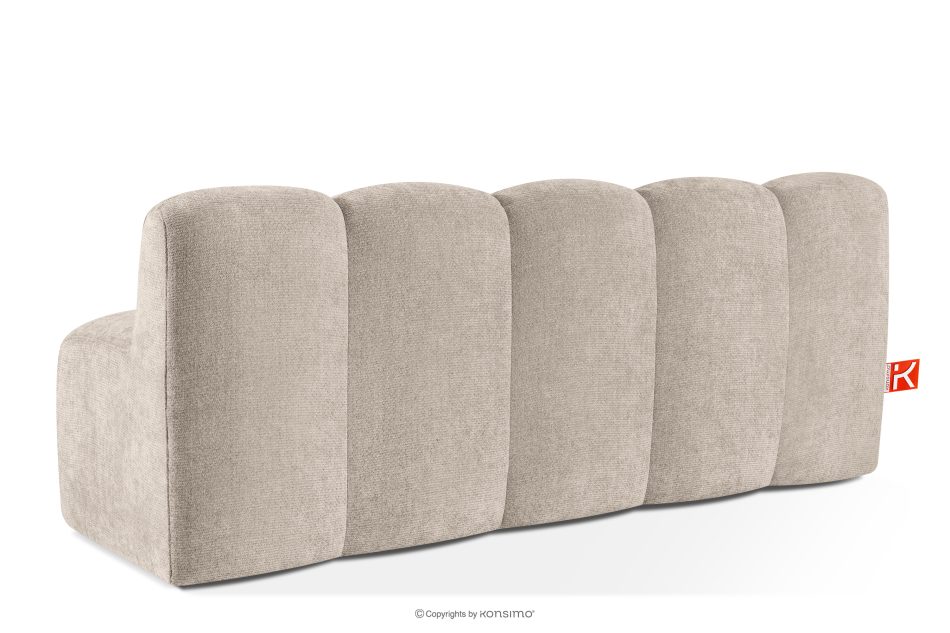 BRESCO Gepolsterte Bank mit Rückenlehne 200 cm beiger Chenille-Stoff beige - Foto 3