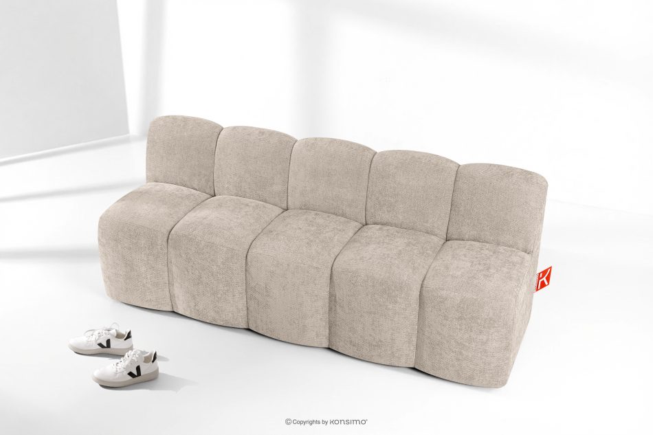 BRESCO Gepolsterte Bank mit Rückenlehne 200 cm beiger Chenille-Stoff beige - Foto 8