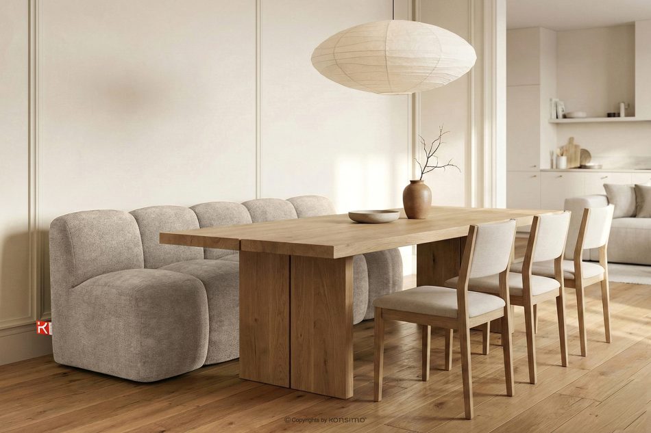 BRESCO Gepolsterte Bank mit Rückenlehne 200 cm beiger Chenille-Stoff beige - Foto 1