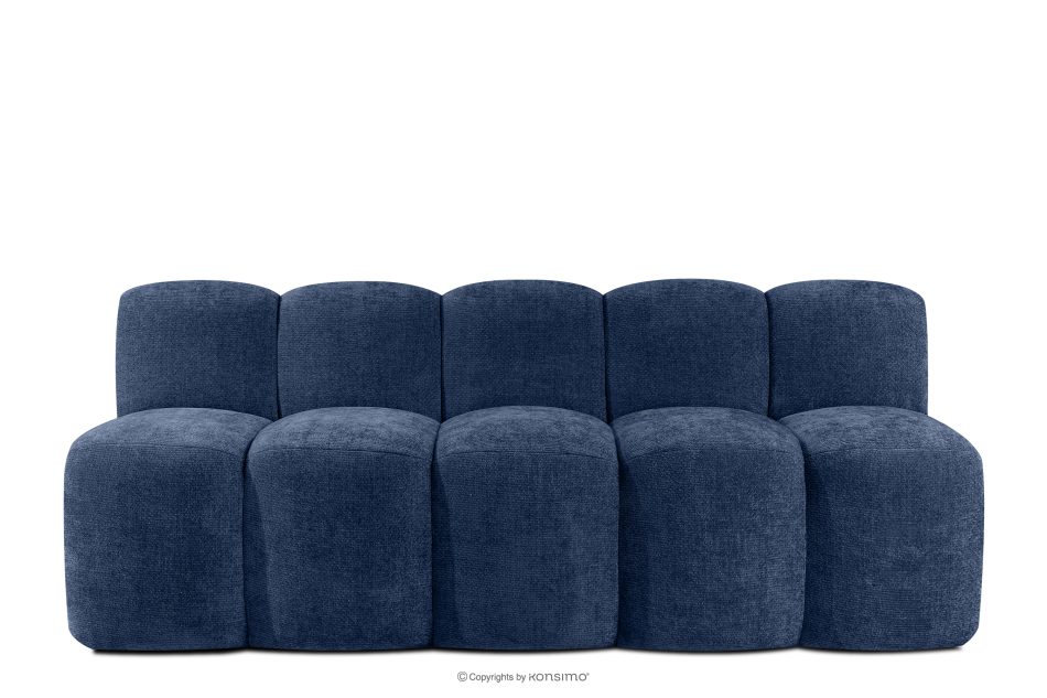 BRESCO Gepolsterte Bank mit Rückenlehne 200 cm dunkelblauer Chenille-Stoff marineblau - Foto 0