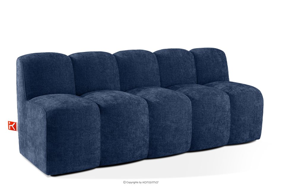 BRESCO Gepolsterte Bank mit Rückenlehne 200 cm dunkelblauer Chenille-Stoff marineblau - Foto 2