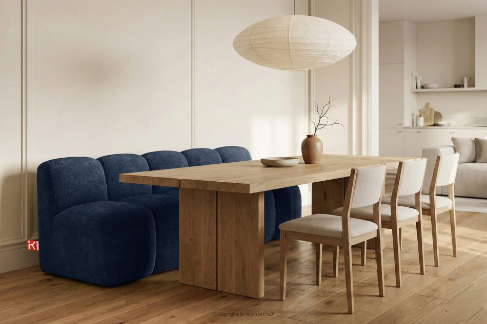 BRESCO Gepolsterte Bank mit Rückenlehne 200 cm dunkelblauer Chenille-Stoff marineblau - Foto 1