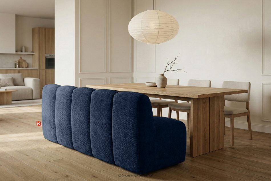 BRESCO Gepolsterte Bank mit Rückenlehne 200 cm dunkelblauer Chenille-Stoff marineblau - Foto 9