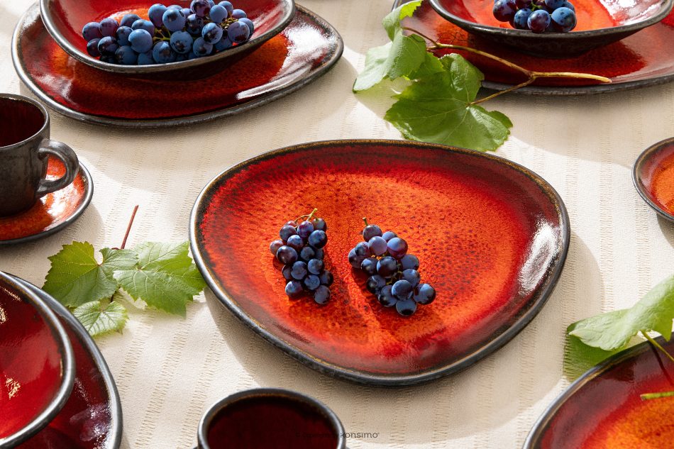 PRIMA Handglasierter Speiseteller rot rot - Foto 1