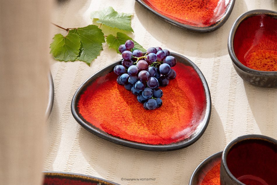 PRIMA Handglasierter Frühstücksteller rot rot - Foto 10