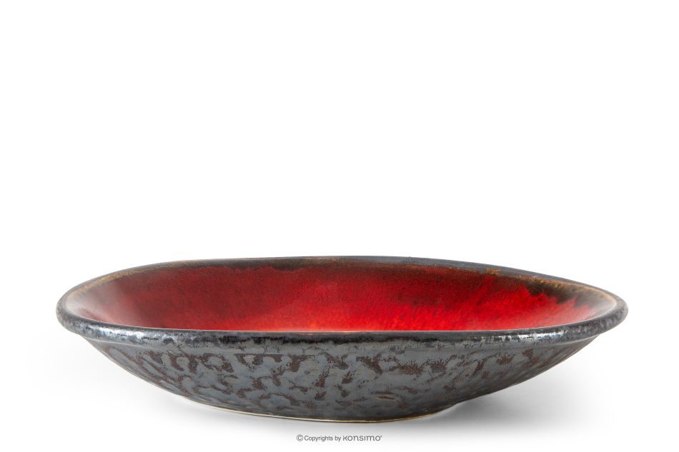 PRIMA Handglasierter tiefer Teller rot rot - Foto 0