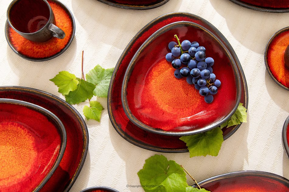 PRIMA Handglasierter tiefer Teller rot rot - Foto 9