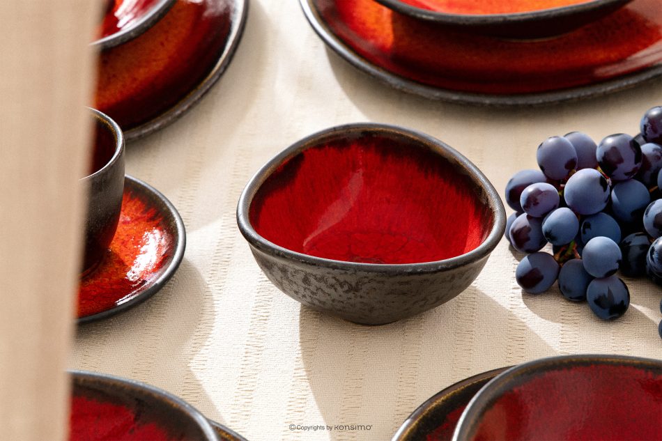 PRIMA Handglasierte Salatschüssel rot rot - Foto 1