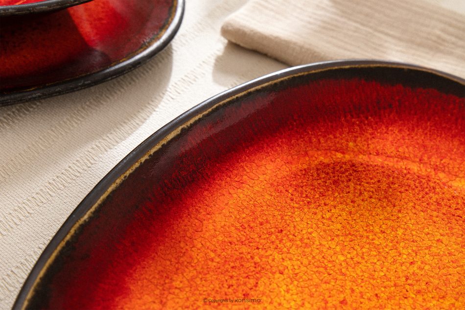 PRIMA Flacher Servierteller handglasiert rot rot - Foto 11