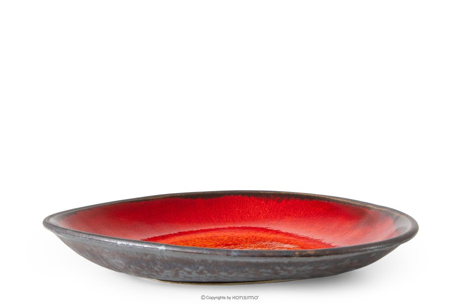 PRIMA Handglasierte tiefe Servierplatte rot rot - Foto 0