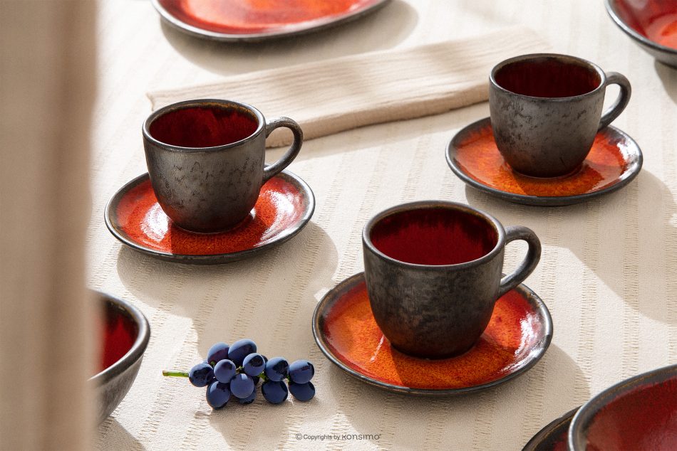 PRIMA Handglasierte Kaffeetasse rot rot - Foto 1