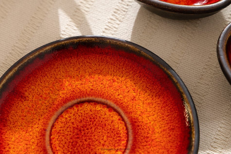 PRIMA Handglasierte Espressotasse Untertasse rot rot - Foto 9