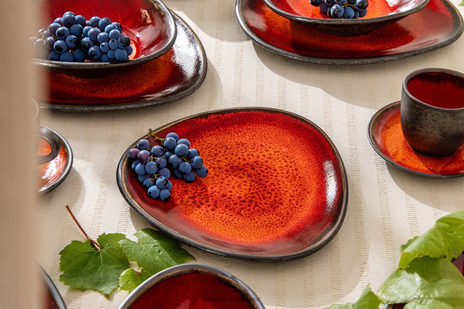 PRIMA Keramischer handglasierter Dessertteller 6 Stück rot rot - Foto 11