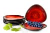 PRIMA Handglasierte Keramik Frühstücksteller 6 Stück rot rot - Foto 1