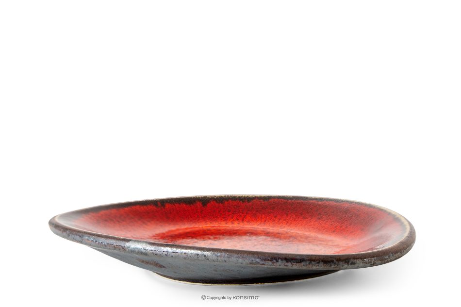 PRIMA Handglasierte Keramik Frühstücksteller 6 Stück rot rot - Foto 2