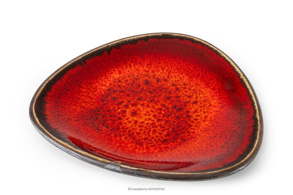 PRIMA Handglasierte Keramik Frühstücksteller 6 Stück rot rot - Foto 3