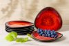PRIMA Handglasierte Keramik Frühstücksteller 6 Stück rot rot - Foto 2