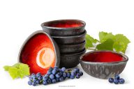 Handglasierte Keramik Salatschüssel 6 Stück rot