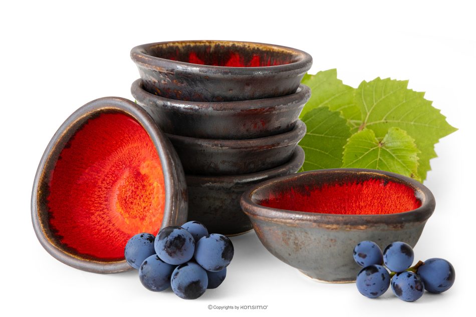 PRIMA Handglasierte Keramik Dip-Schale 6 Stück rot rot - Foto 0