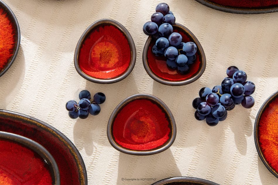 PRIMA Handglasierte Keramik Dip-Schale 6 Stück rot rot - Foto 11