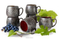 Handglasierter Keramikbecher 6 Stück rot