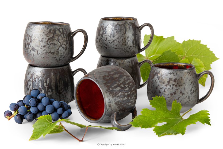 PRIMA Handglasierter Keramikbecher 6 Stück rot rot - Foto 0