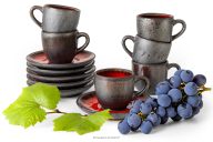 Espressotasse mit Untertasse aus Keramik handglasiert 6 Stück rot