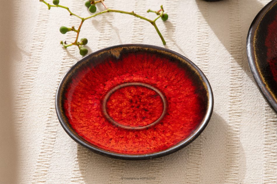 PRIMA Espressotasse mit Untertasse aus Keramik handglasiert 6 Stück rot rot - Foto 15