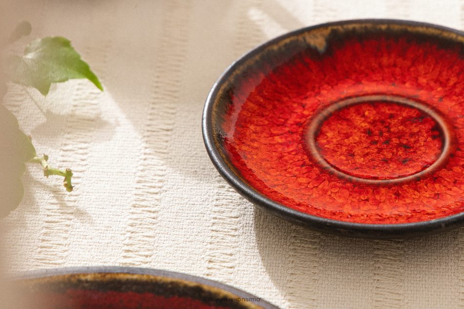 PRIMA Espressotasse mit Untertasse aus Keramik handglasiert 6 Stück rot rot - Foto 16