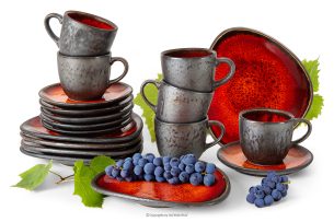 PRIMA, https://konsimo.de/kollektion/prima/ Handglasiertes Kaffeegeschirr 6 Personen (18 tlg.) rot rot - Foto