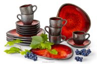 Espresso handglasiertes Kaffeegeschirr 6 Personen (18 tlg.) rot