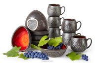 Handglasiertes Loft-Frühstücksset 6 Personen (12 tlg.) rot