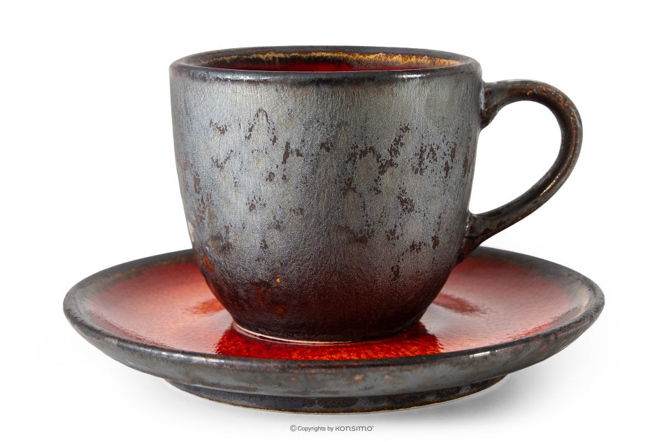 PRIMA Handglasiertes Geschirr-Set und Kaffeeservice für 6 Personen (30 tlg.) rot rot - Foto 8