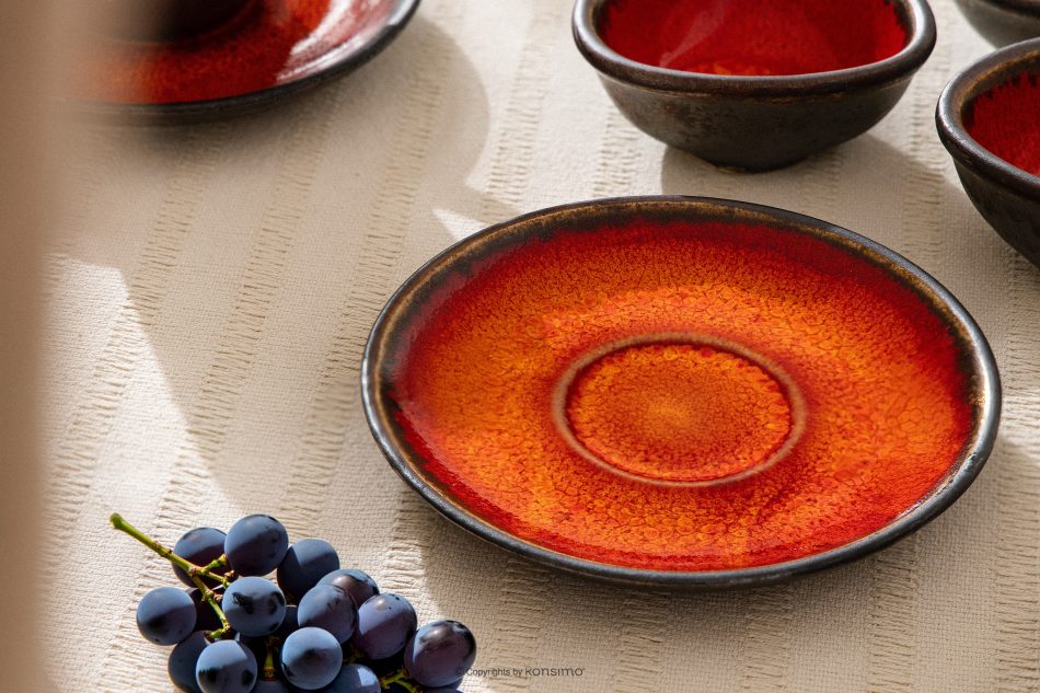 PRIMA Handglasiertes Geschirr-Set und Kaffeeservice für 6 Personen (30 tlg.) rot rot - Foto 25