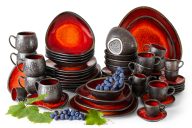 Kombiservice aus Keramik handglasiert 6 Personen (60 tlg.) rot