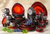 PRIMA Kombiservice aus Keramik handglasiert 6 Personen (60 tlg.) rot rot - Foto 2