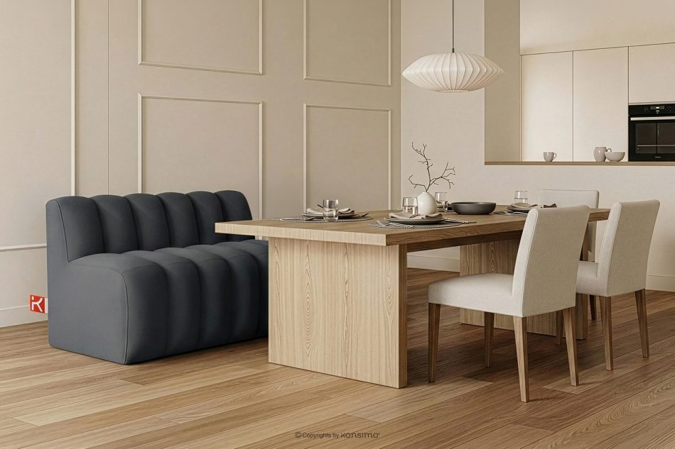 CORDA Gepolsterte Esszimmerbank 120 cm dunkelgrauer Velours dunkelgrau - Foto 1