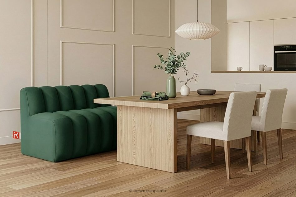 CORDA Gepolsterte Esszimmerbank 120 cm dunkelgrüner Velours dunkelgrün - Foto 1