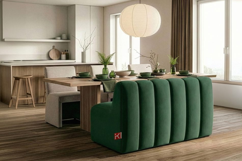 CORDA Gepolsterte Esszimmerbank 120 cm dunkelgrüner Velours dunkelgrün - Foto 9