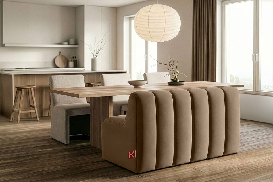 CORDA Gepolsterte Esszimmerbank 120 cm beiger Velours beige - Foto 9