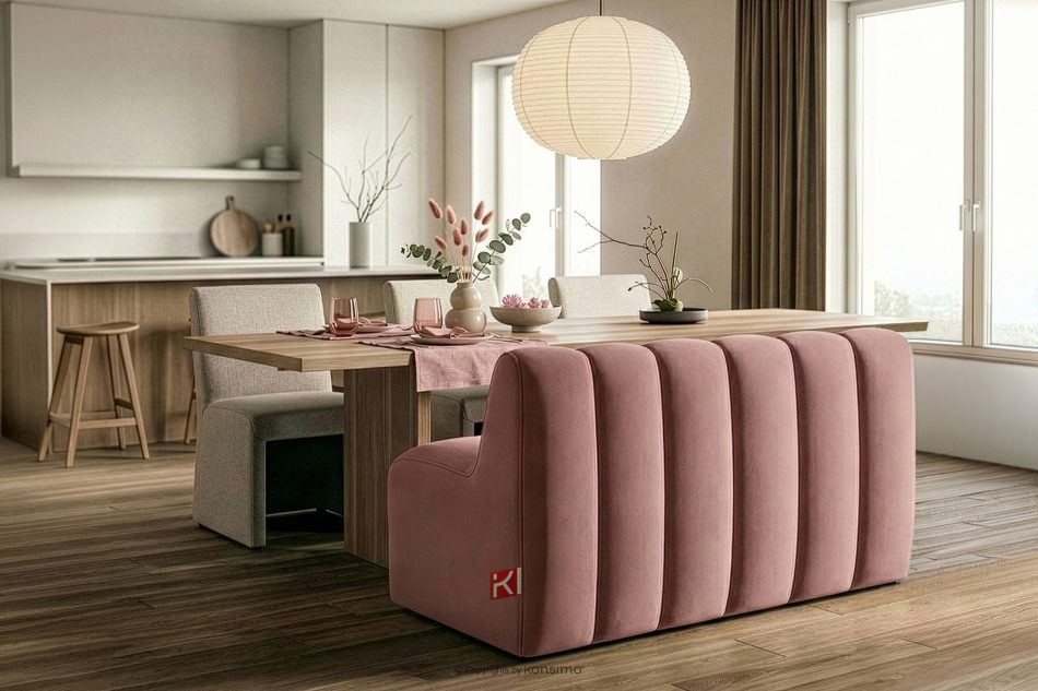 CORDA Gepolsterte Esszimmerbank 120 cm rosa Velours rosa - Foto 9