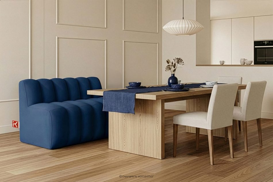 CORDA Gepolsterte Esszimmerbank 120 cm dunkelblauer Velours dunkelblau - Foto 1