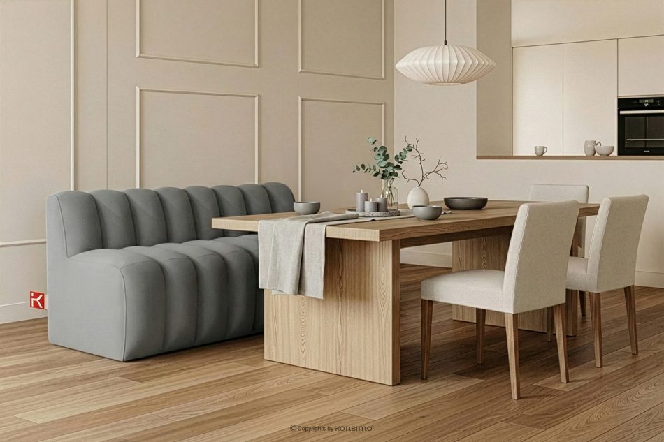 CORDA Gepolsterte Esszimmerbank 160 cm hellgrauer Velours hellgrau - Foto 1